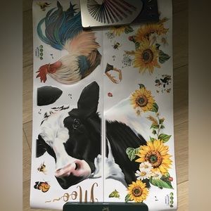 Cow and Rooster Wall Decal